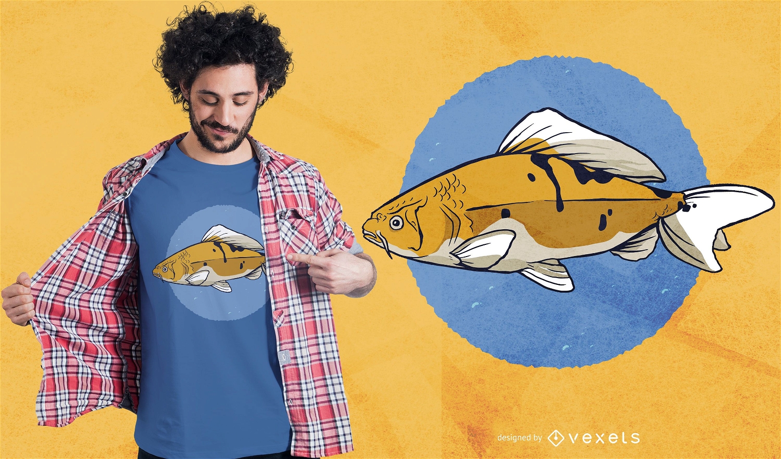 Design de t-shirt de peixe carpa