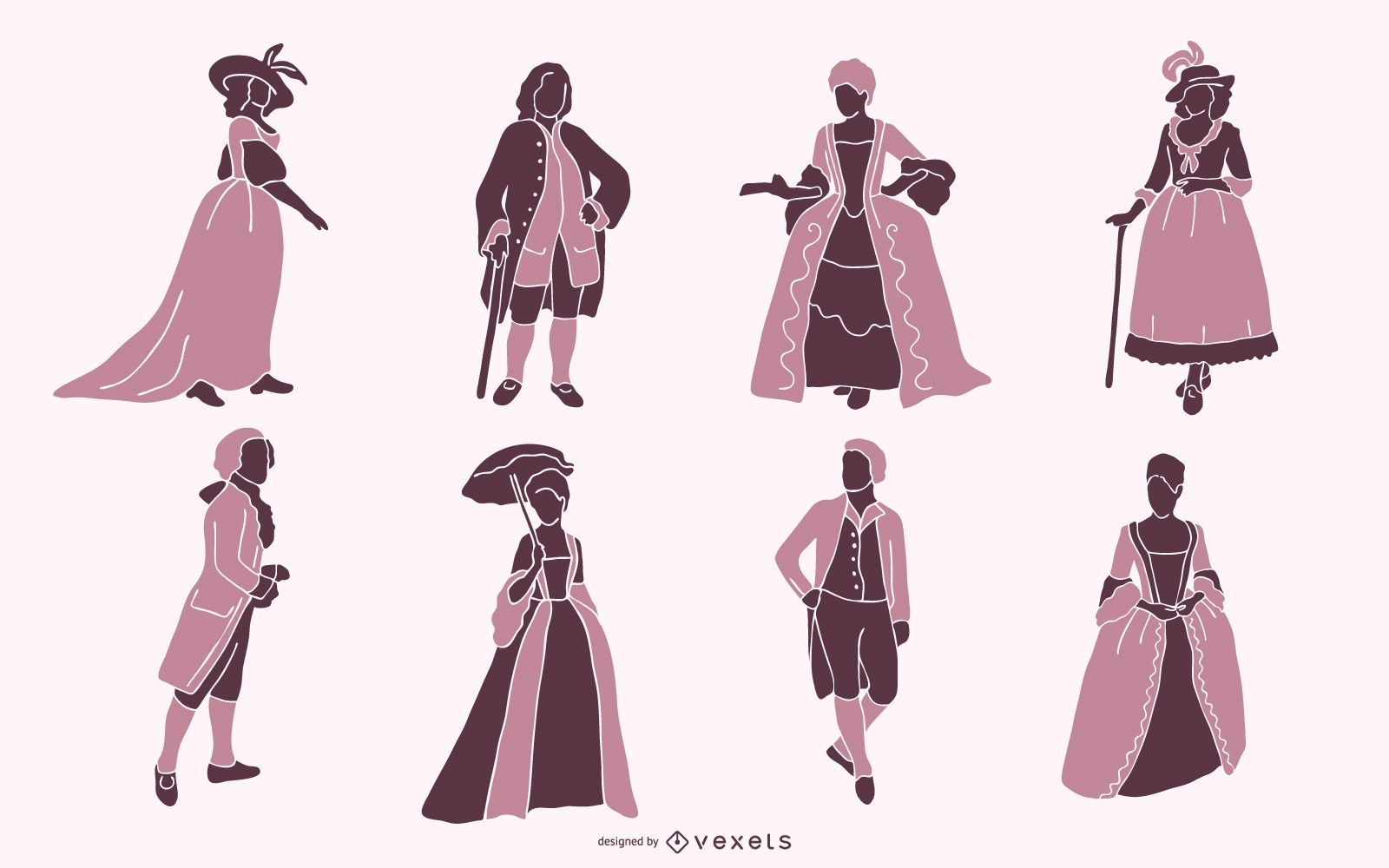 18th Century Aristocratic People Silhouette Pack