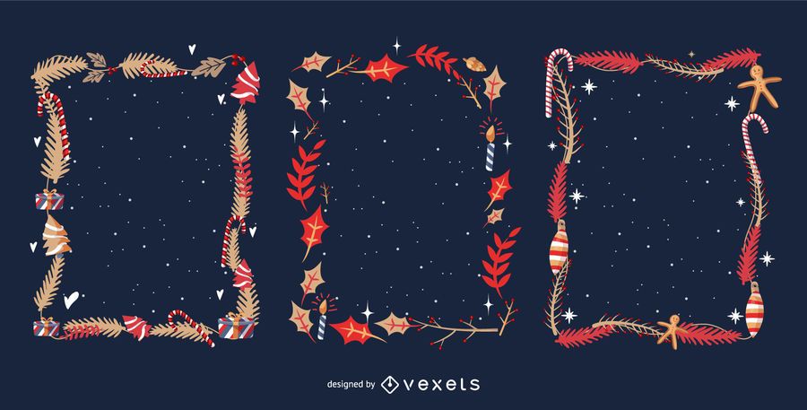 Christmas leaves frames set Christmas leaves frames set