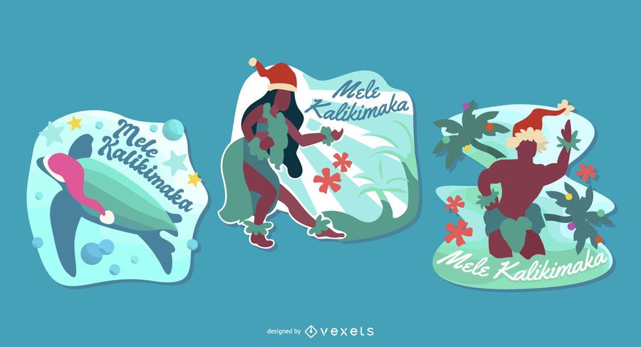 Mele kalikimaka vector set Mele kalikimaka vector set