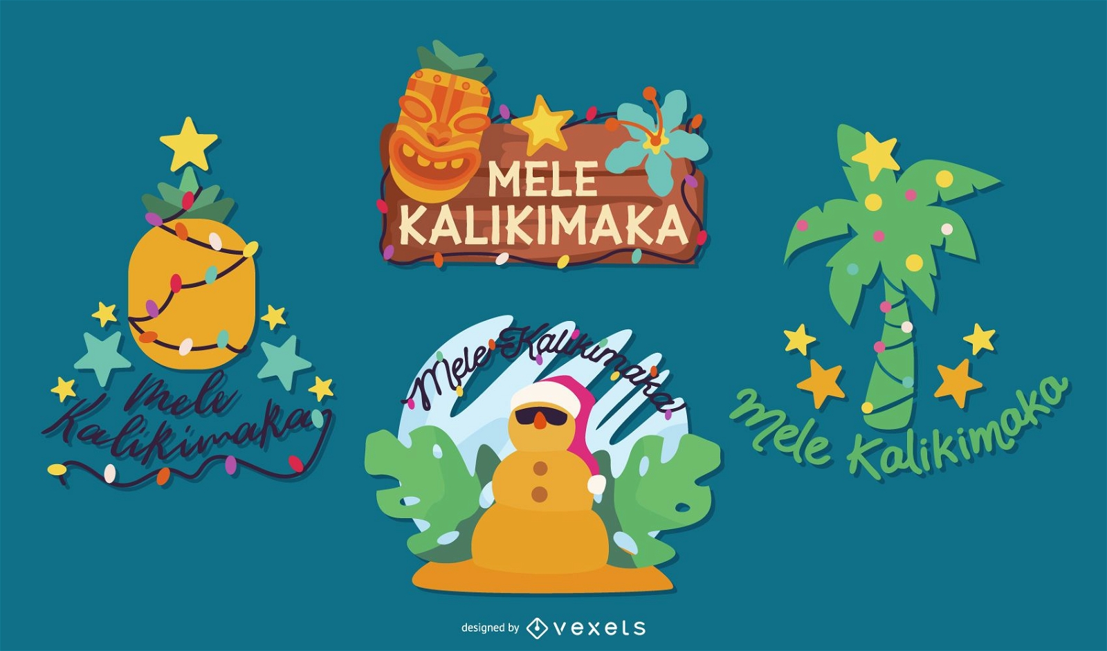 Conjunto de elementos mele kalikimaka
