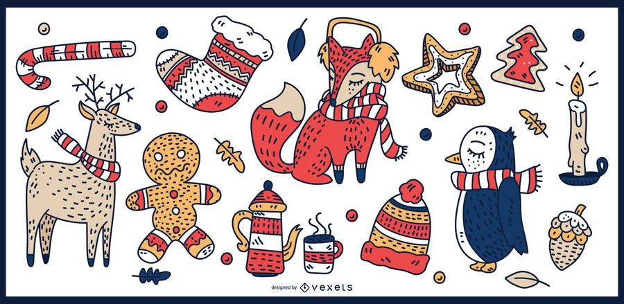 Xmas colorful elements vector set Xmas colorful elements vector set
