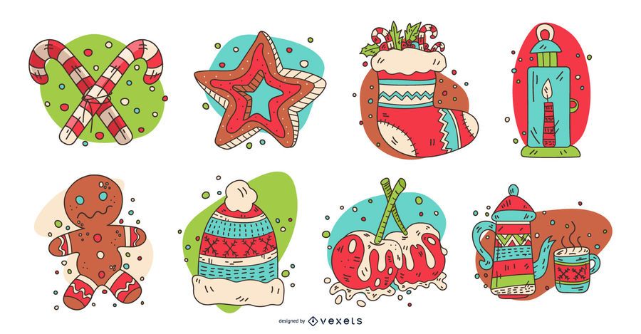 Colorful christmas elements set Colorful christmas elements set