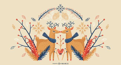 Diseño de fondo de renos de invierno Diseño de fondo de renos de invierno