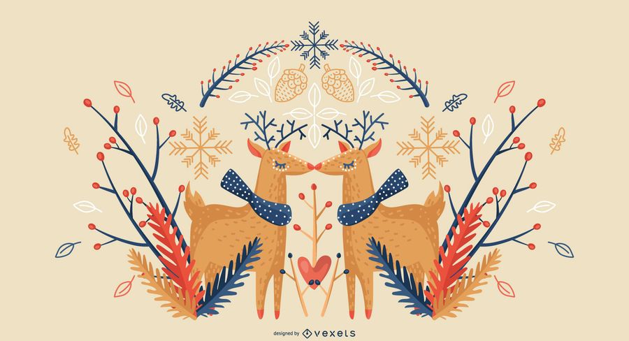 Winter reindeer background design Winter reindeer background design