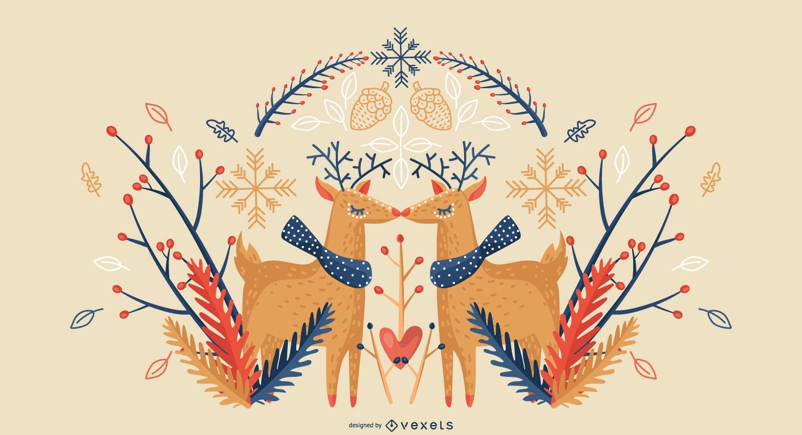 Winter reindeer background design