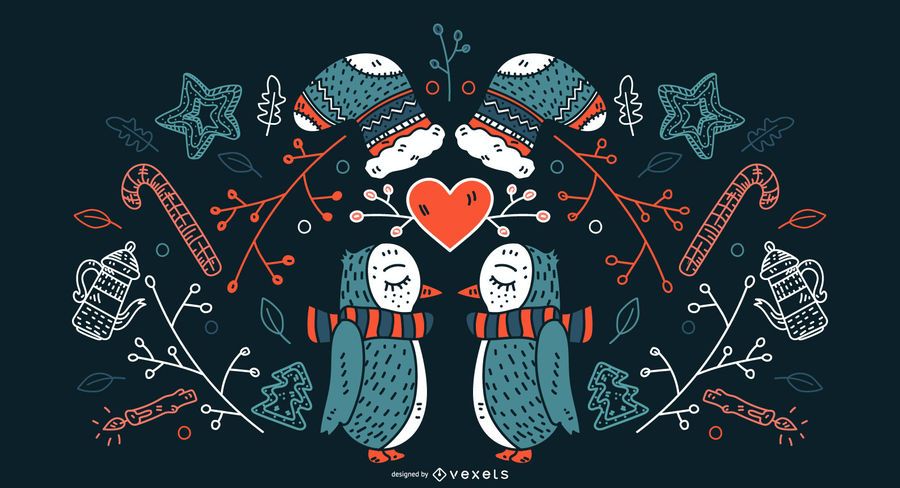 Diseño de fondo de pingüinos de invierno Diseño de fondo de pingüinos de invierno