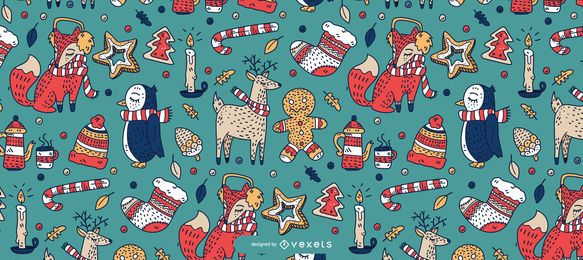 Christmas animals pattern design