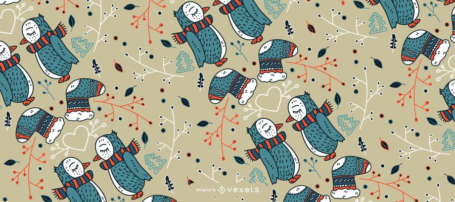 Christmas penguins pattern design Christmas penguins pattern design