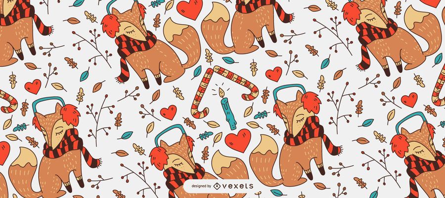 Christmas fox pattern design Christmas fox pattern design