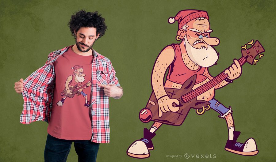 Santa rock t-shirt design Santa rock t-shirt design