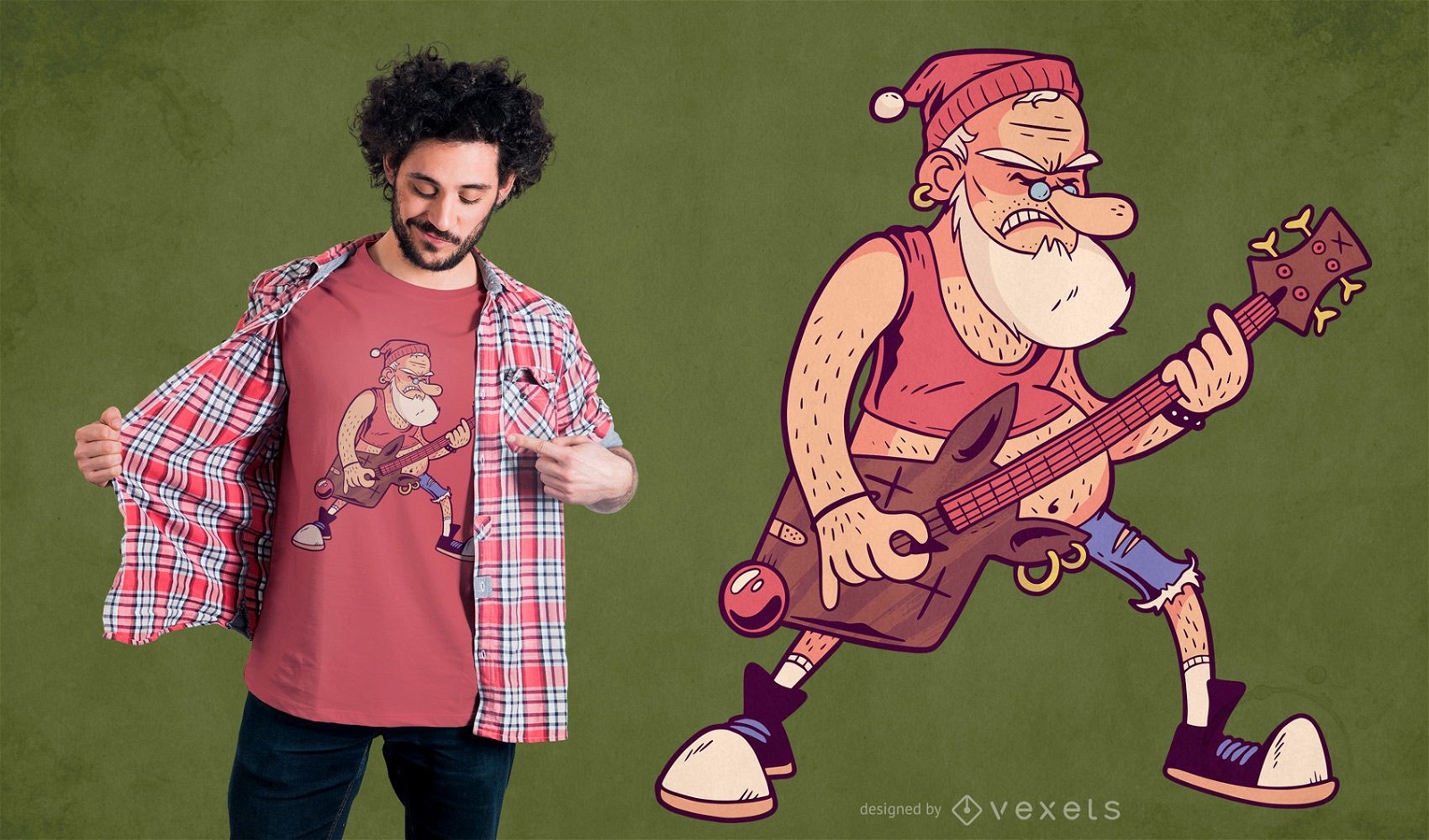 Santa rock t-shirt design