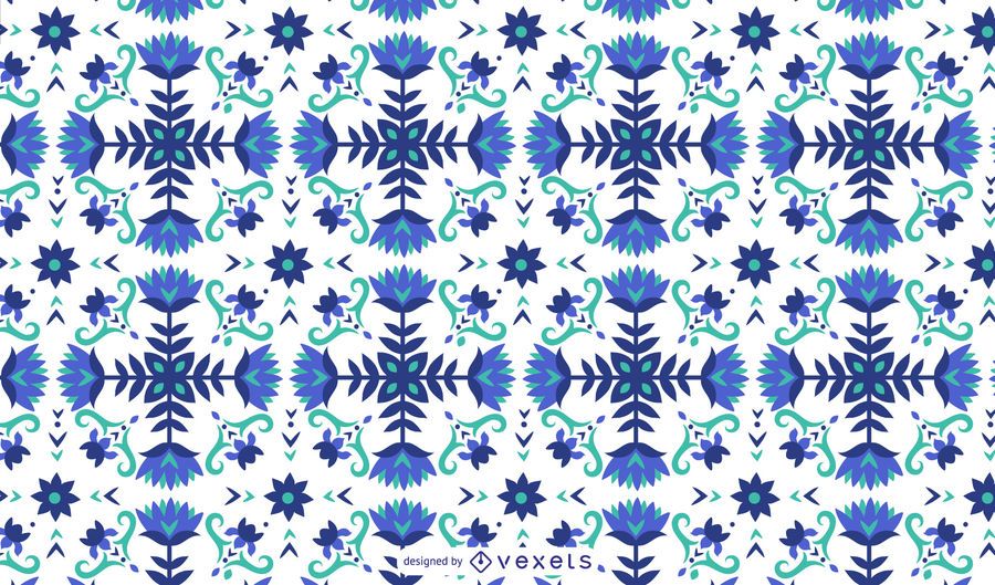 Blaues Muster mit Blumenmuster Blaues Muster mit Blumenmuster
