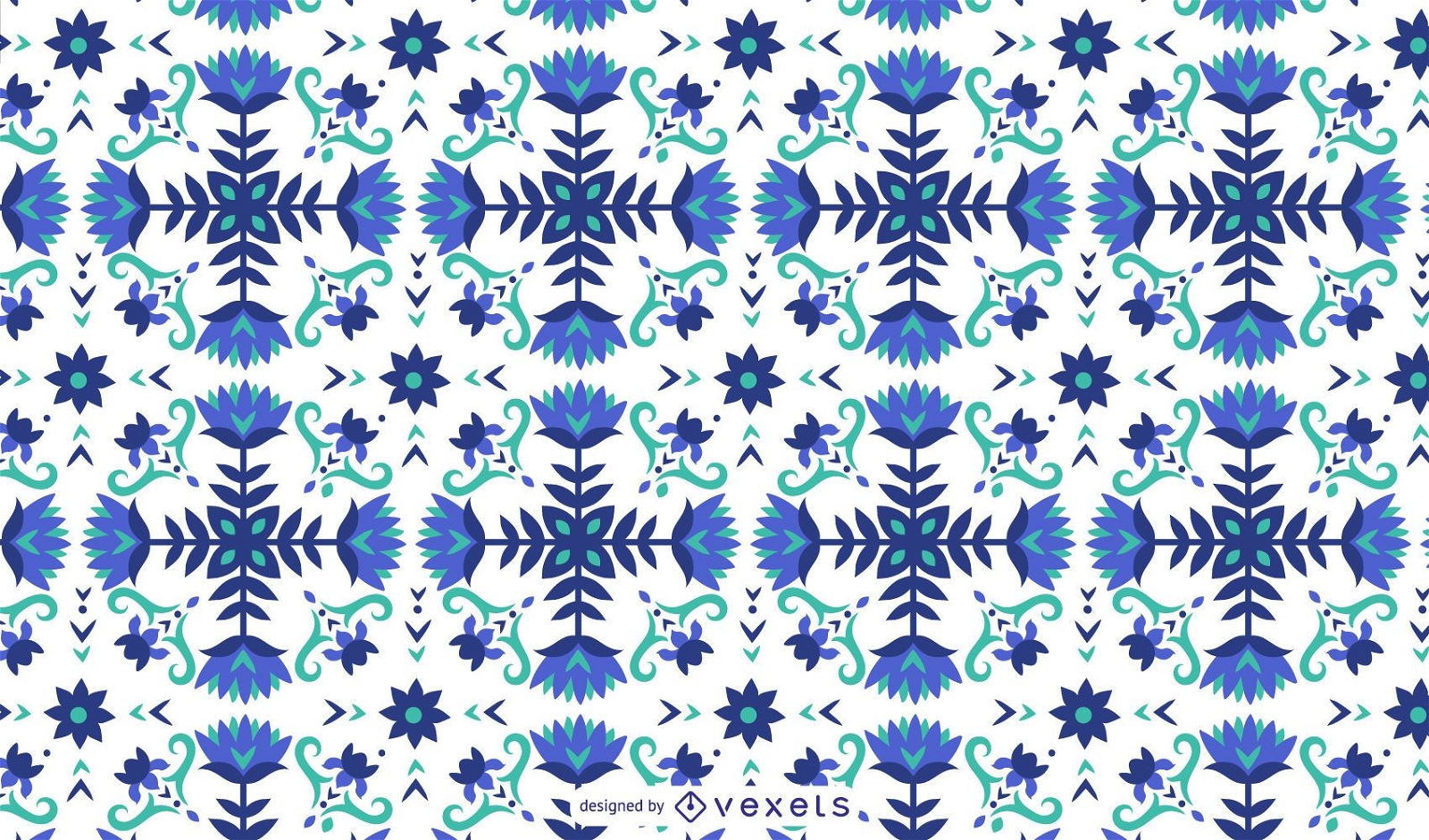 Diseño de patrón floral azul