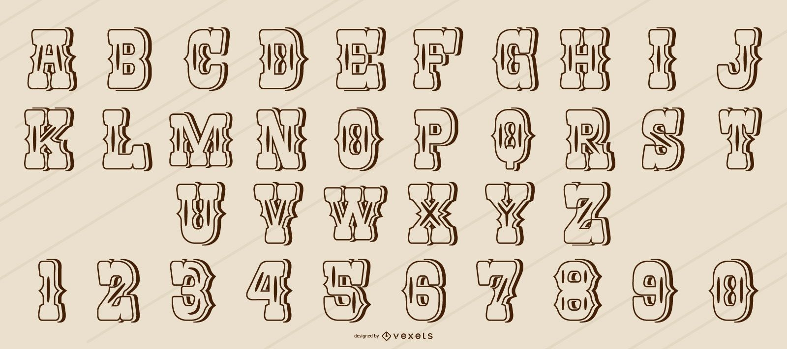 Western style stroke alphabet