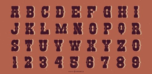 Colección de letras del alfabeto estilo salón occidental