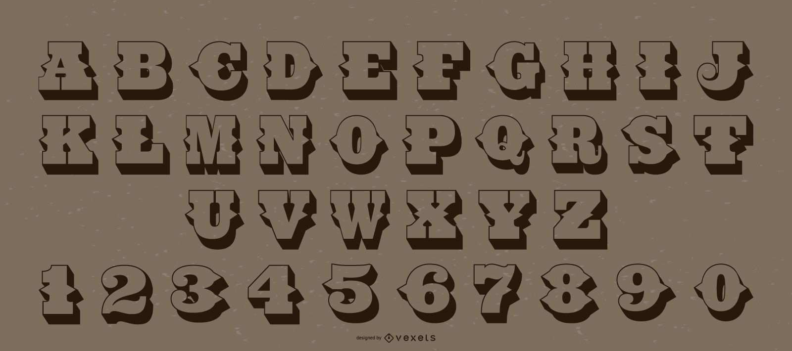 Alphabet-Buchstaben-Nummernpaket im westlichen Stil