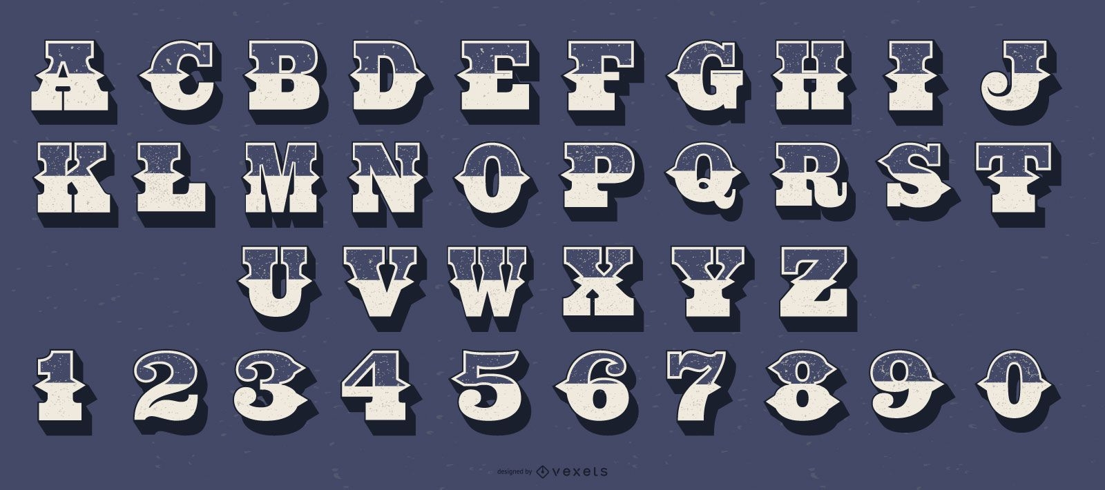 Conjunto de números de letras do alfabeto estilo ocidental