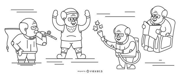 Pacote de ilustração do avô