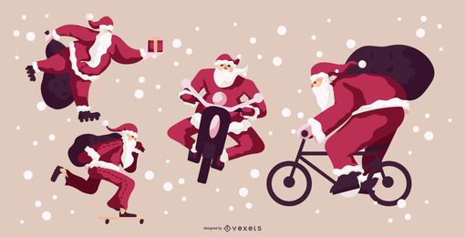 Pacote de ilustração de ação do Papai Noel Pacote de ilustração de ação do Papai Noel