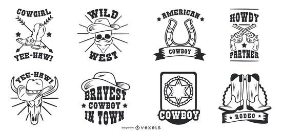 Conjunto de insignias de vaquero vintage Conjunto de insignias de vaquero vintage
