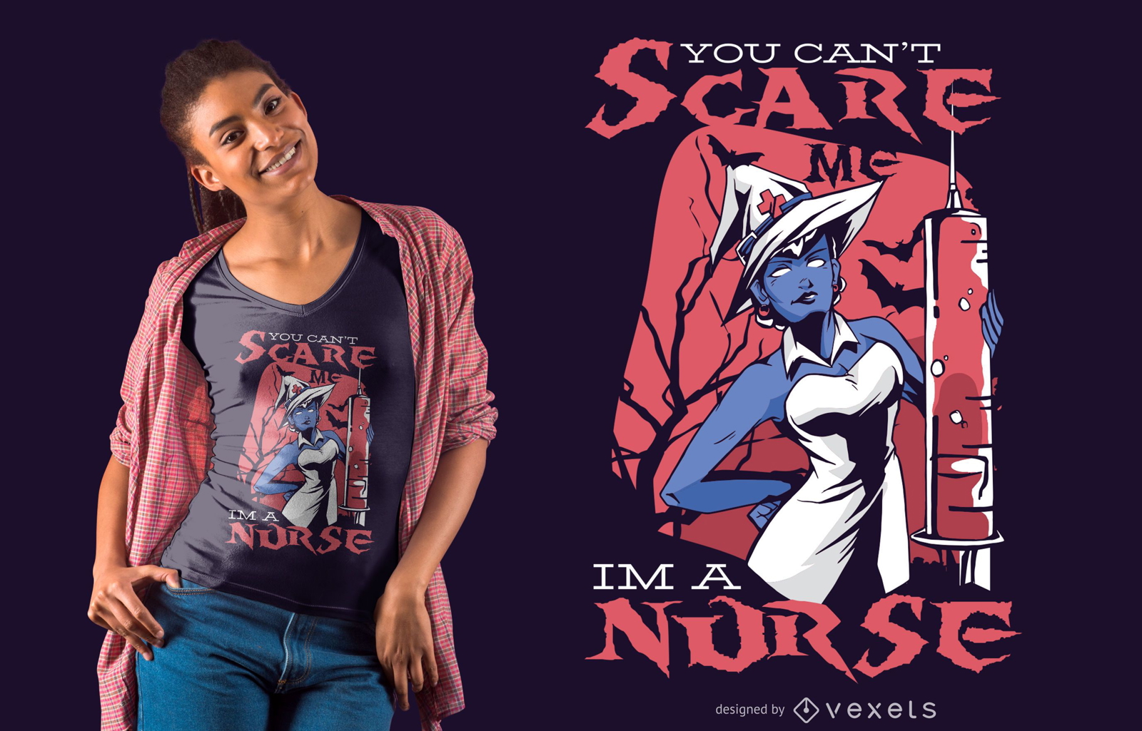 Design de t-shirt de enfermeira assustadora