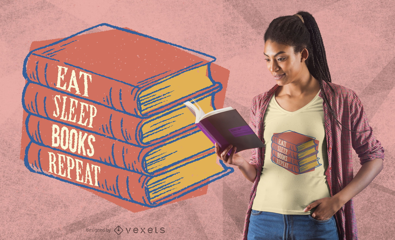 Livros com design repetido de camisetas