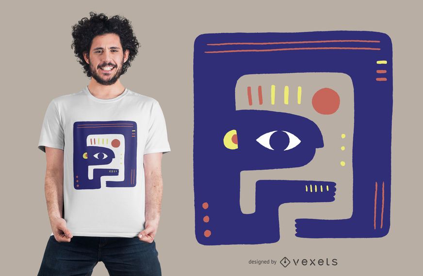 Design de camiseta abstrata criatura azul Design de camiseta abstrata criatura azul