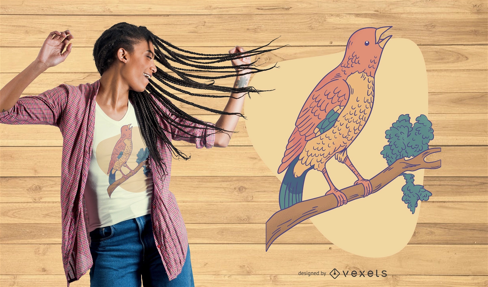 Singing bird t-shirt design