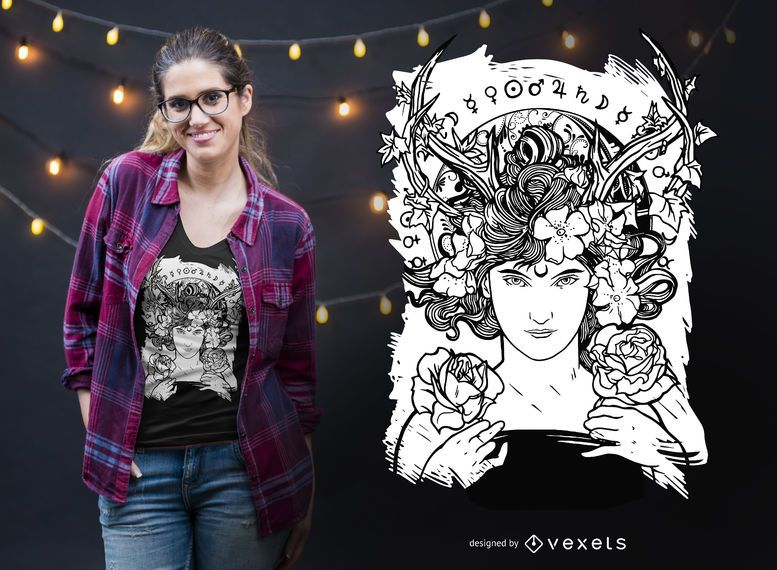 Art nouveau witch t-shirt design Art nouveau witch t-shirt design
