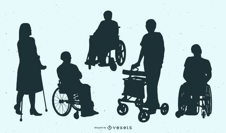 Disabled People Silhouette Collection