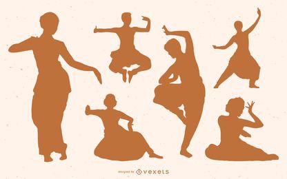 Indian dancers silhouette set Indian dancers silhouette set