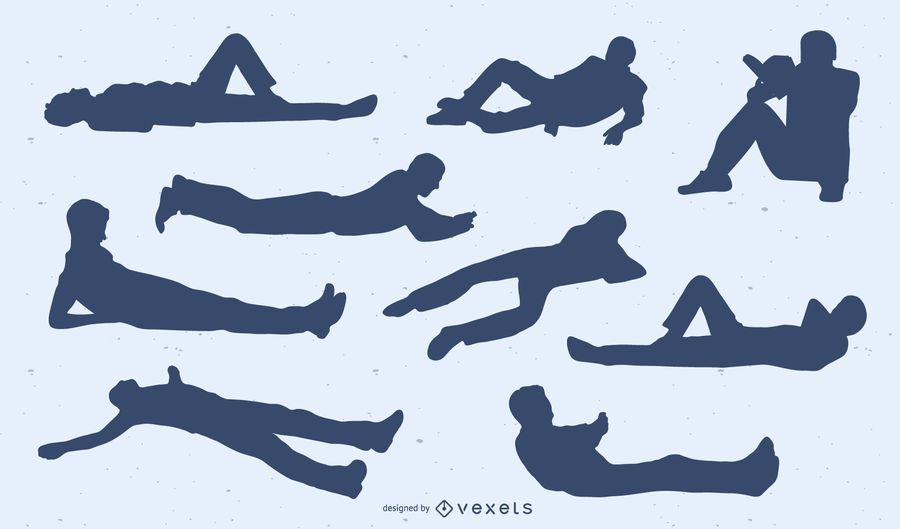 Laying men silhouettes set Laying men silhouettes set