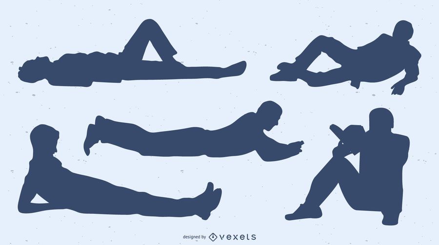 Laying men silhouettes set Laying men silhouettes set