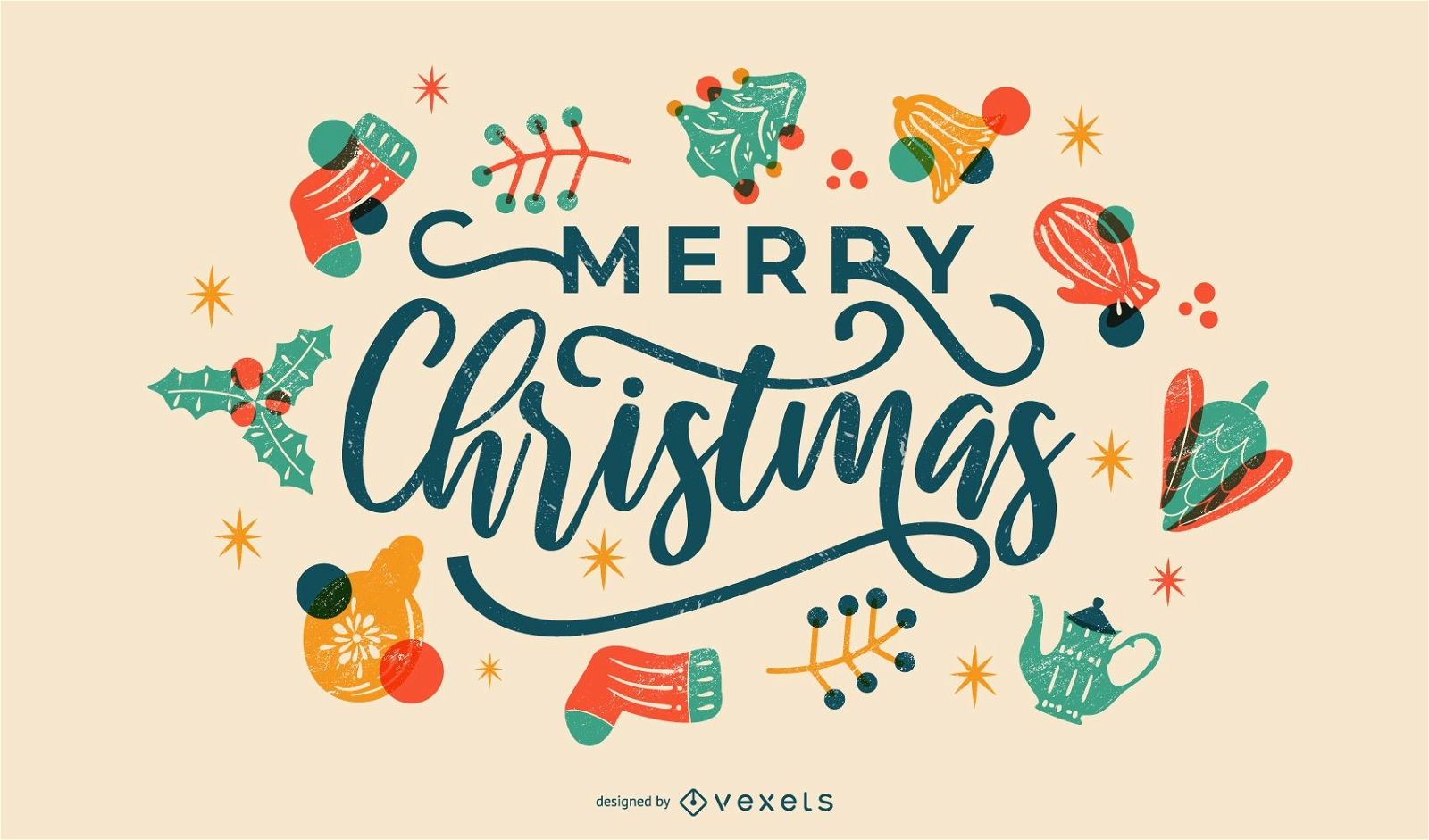 Merry christmas colorful lettering