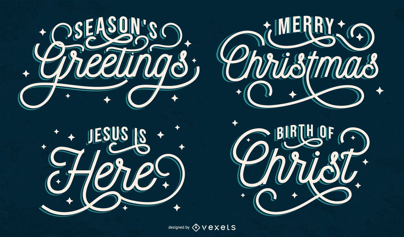 Artistic christmas lettering set