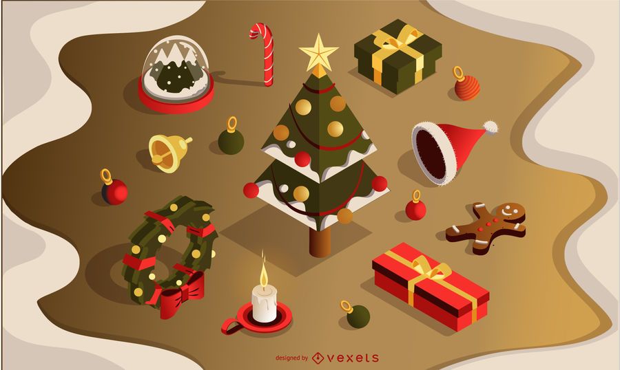 Christmas elements 3d set Christmas elements 3d set