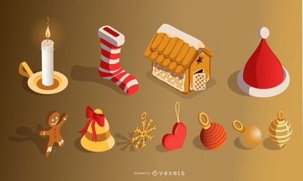 Christmas elements set 3D Christmas elements set 3D