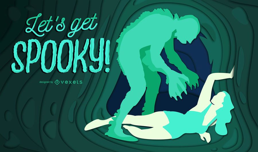 Ilustração de papercut assustador de halloween Ilustração de papercut assustador de halloween