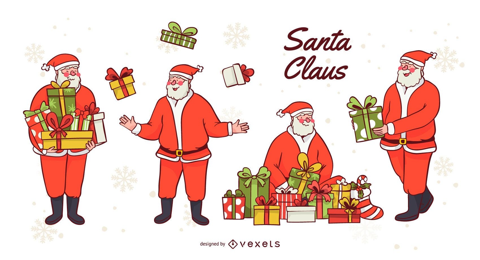 Santa claus gifts vector set