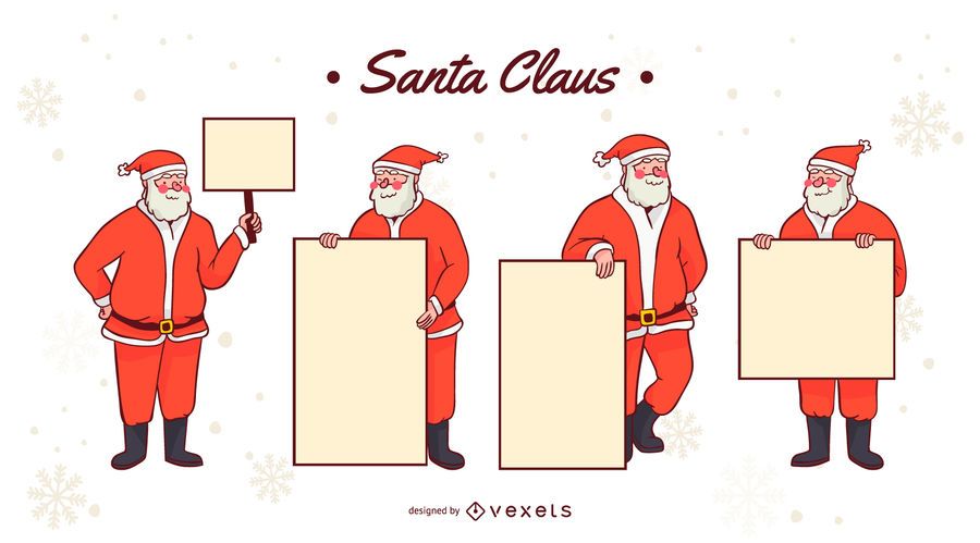 Santa Claus Sign Vector Set Santa Claus Sign Vector Set