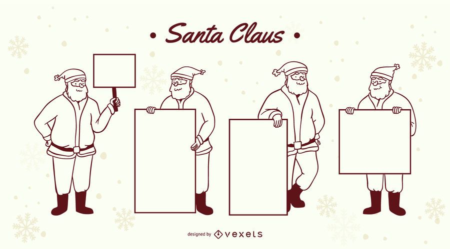 Santa claus signs stroke set Santa claus signs stroke set