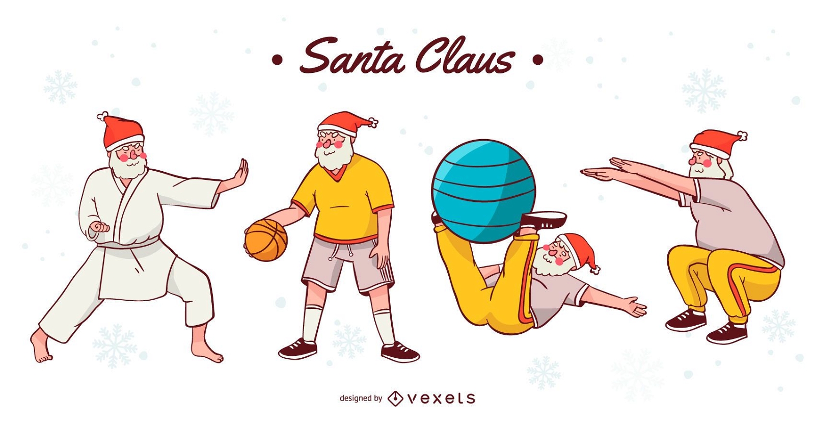 Conjunto de personagens esportivos do Papai Noel
