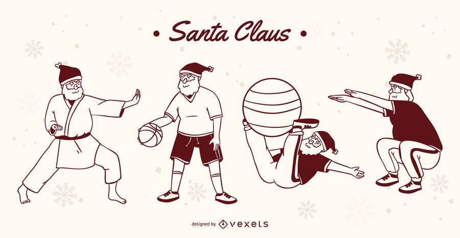 Santa sports stroke character set Santa sports stroke character set