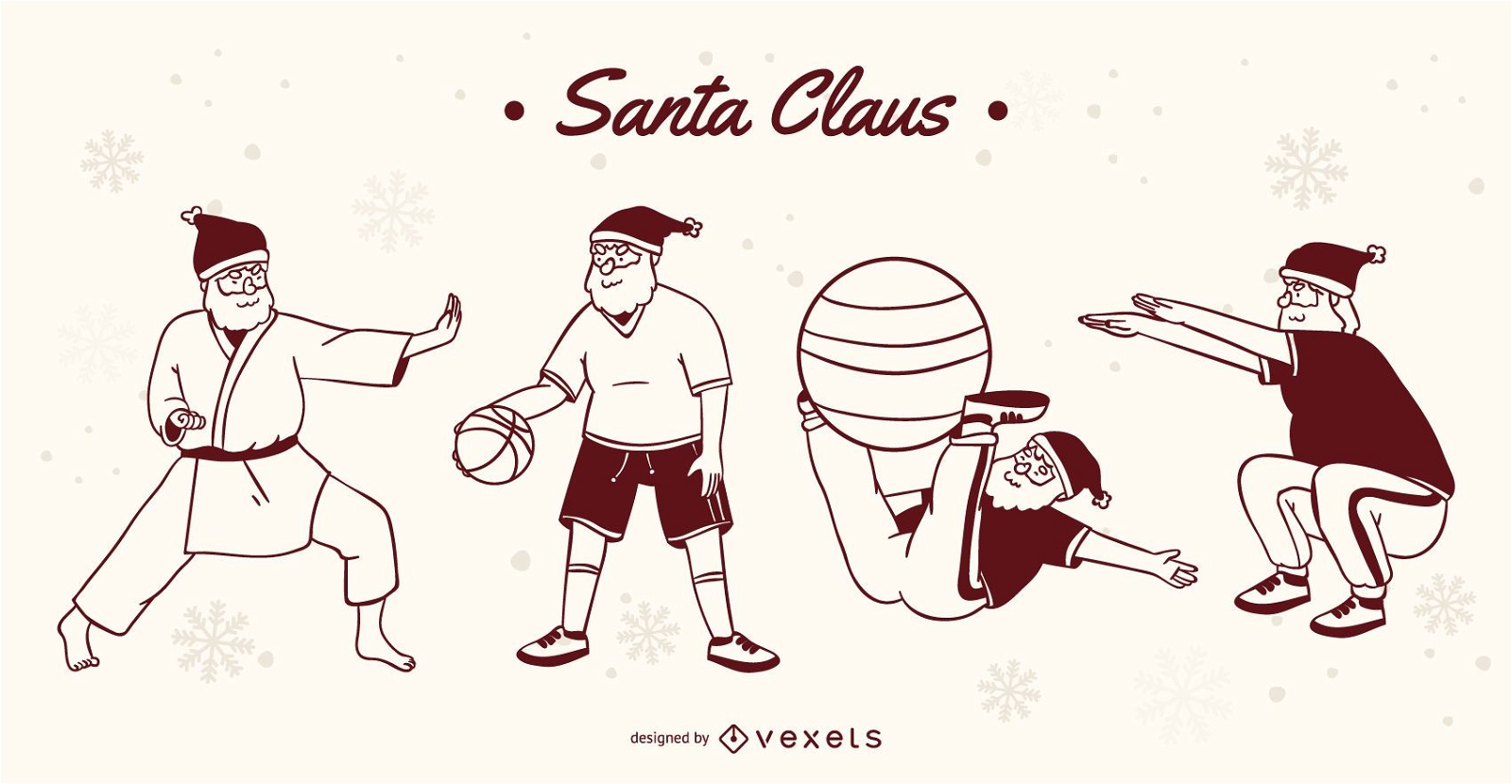 Santa Sport Schlaganfall Zeichensatz