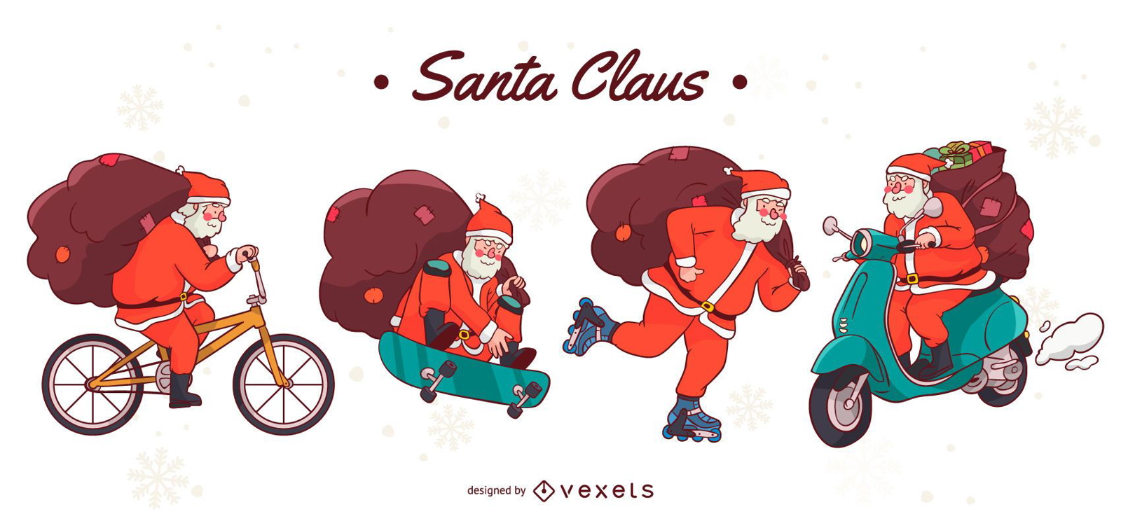 Santa Claus Fahrzeuge Zeichensatz
