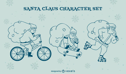 Santa-Fahrzeuge streichen Zeichensatz