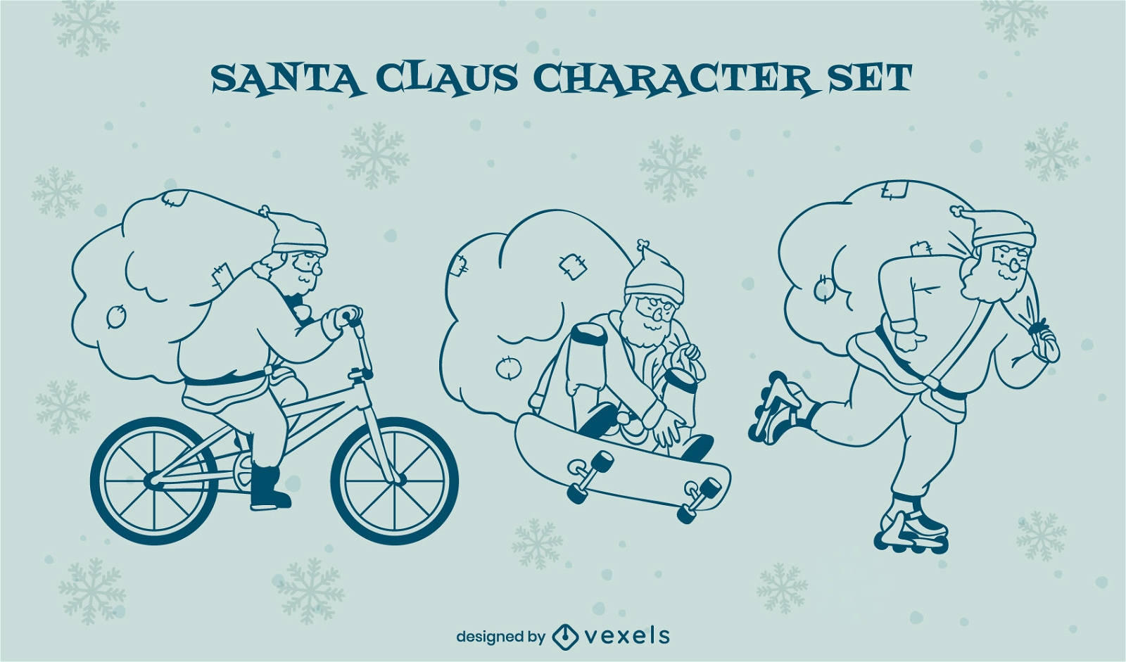 Santa vehicles stroke character set