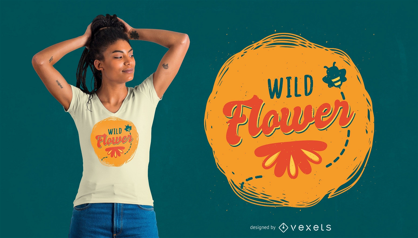 Design de camisetas com flores silvestres