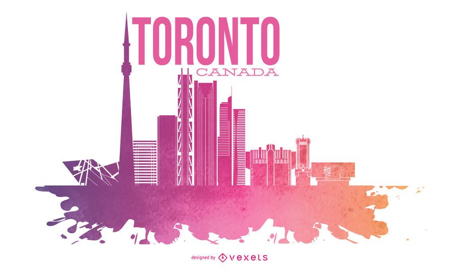 Toronto Watercolor Skyline Design Toronto Watercolor Skyline Design